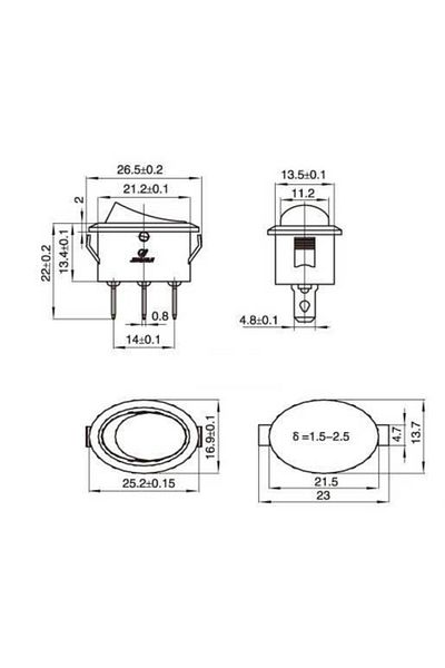 Popüler Kcd1-3 Oval Illuminated On-Off Switch 3 Pin Ic-134b