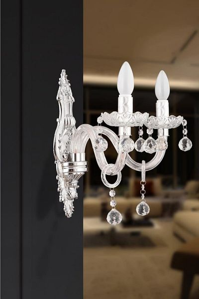 İstanbul Avize Saray Silver 2-Piece Cast Transparent Glass Arm Sconce