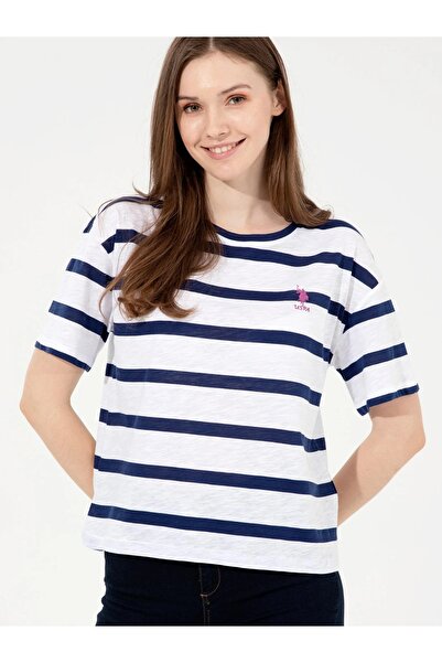 U.S. Polo Assn. Γυναικείο μπλουζάκι με λαιμόκοψη σε μπλε ναυτικό χρώμα G082sz011.000.1382906