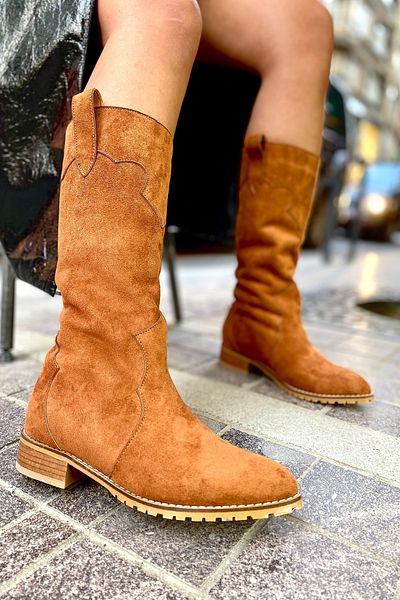 SHOEBELLAS Ghete de damă Dalla Cianna Tan Suede