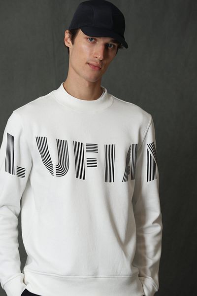Lufian Pulover pentru bărbați, din bumbac imprimat, cu decolteu ochi, cu ajustare normală, Todillo, pentru bărbați 112030096