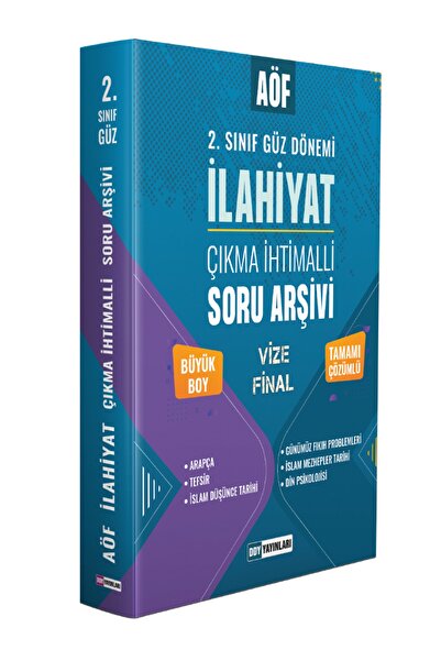 Ddy Yayınları Aöf Ilahiyat 2. Sınıf Güz Dönemi Çıkmış Soru Arşivi Tamamı Çözümlü