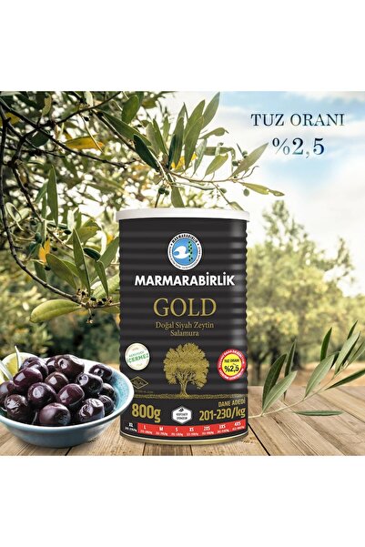 MarmaraBirlik Gold Az Tuzlu Zeytin 201-230 800 Gr.salamura.