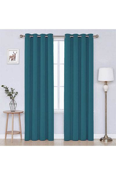 De'Vor Velvet Textured Background Curtain with Bird Eyes Suitable for Planting Rustic - Turquoise Background Curtain
