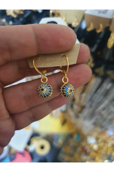 barisiva gold 22 Ayar Altın Kaplama Nazarlı Küpe