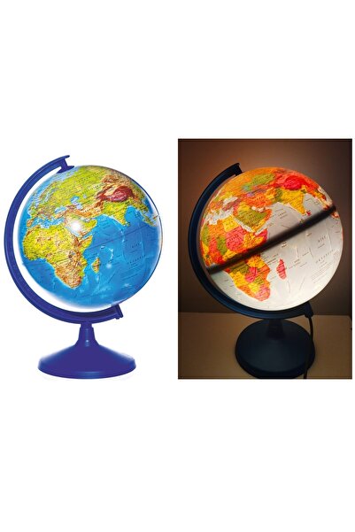 LRS STORE Hem Siyasi Hem Fiziki Işıklı Dünya Küresi 30 Cm Yüksek Kalite Harita Hediye Küre