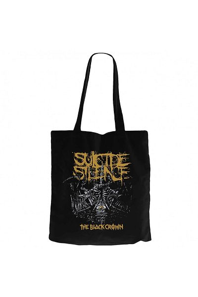 Z zepplin Suicide Silence The Black Crown Black Canvas Tote Bag