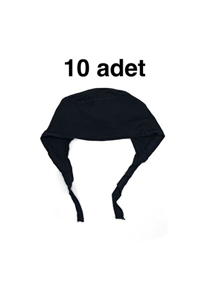 nazipek 10'lu Paket Pamuklu Günlük Kullanıma Uygun Ince Siyah Bone