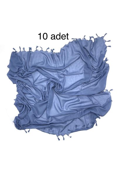 Naz Ipek Pachet de 10 bumbac, culoare uni, margele, albastru indigo, scris, distribuire cadou 110x110cm