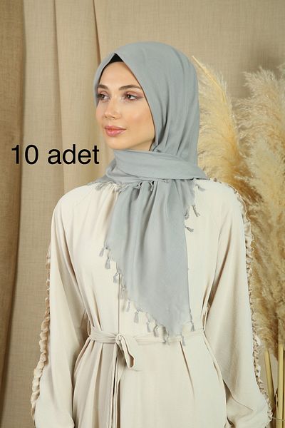 Naz Ipek Pachet de 10 bumbac de culoare uni cu margele gri Scris cadou Distributie 110x110cm