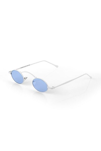 TomyHelf Women's Sunglasses Minimalist White Frame Blue Glass