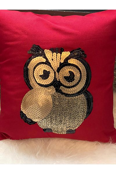 Gönülden Tasarım Owl Sequined Throw Pillow Case 40x40