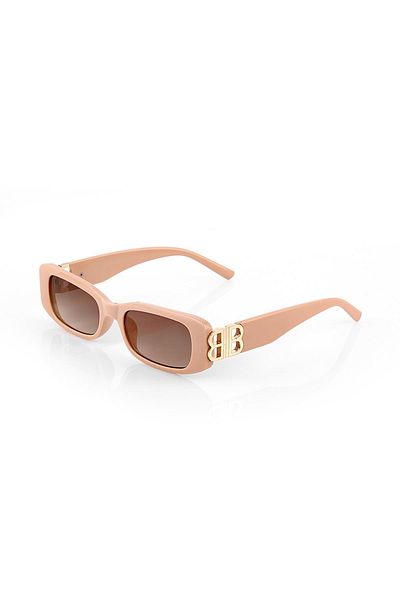 TomyHelf Women's Sunglasses Handle Detailed Coral Frame Brown Glass