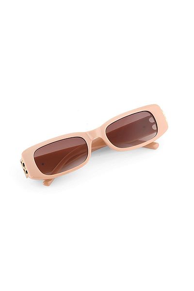 TomyHelf Women's Sunglasses Handle Detailed Coral Frame Brown Glass