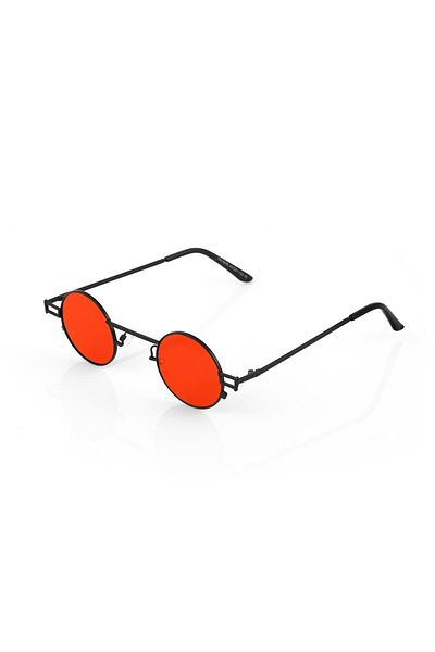 TomyHelf New Fashion - Oval Black Sunglasses, Red Frame and Cam