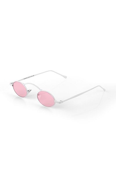 TomyHelf Women's Sunglasses Minimalist White Frame Pink Glass