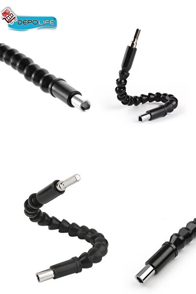 Depolife Tornavida Uç Seti Mıknatıslı Uzatma Köşe Kör Vidalama Esnek Hortum Altıgen Bits Körüklü Bükülebilir