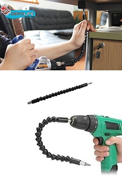 Depolife Tornavida Uç Seti Mıknatıslı Uzatma Köşe Kör Vidalama Esnek Hortum Altıgen Bits Körüklü Bükülebilir