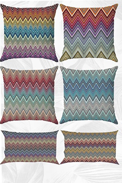stellahomes Zigzag Chevron Temalı Çift Tarafı Baskılı 43x43 Ve 30x50 Kırlent ...