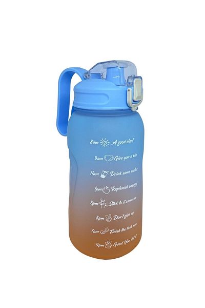 Vagonlife 2000ml Double Color Motivational Flask with Handle and Without Straw Sticker