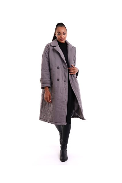 HANIQA Сірий жіночий тканий пальто 1079