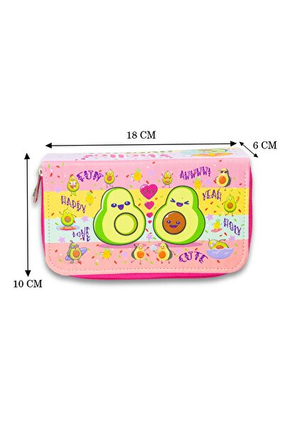 Size Kalem Kutusu Avocado Kawaii Desen Orginazer Üç Bölmeli (kalemlik)
