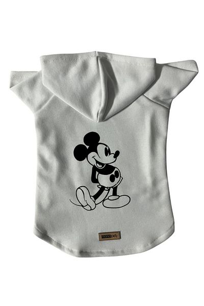 Monopetz Hooded Sweatshirt Dog And Cat Outfit & Dress - White Mickey - Size L