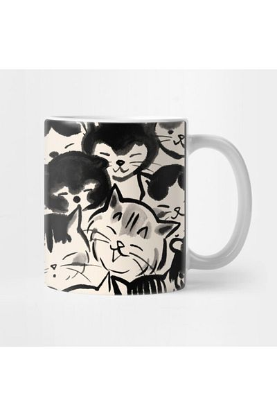 Pixxa Happy Cat Faces Mug Cup