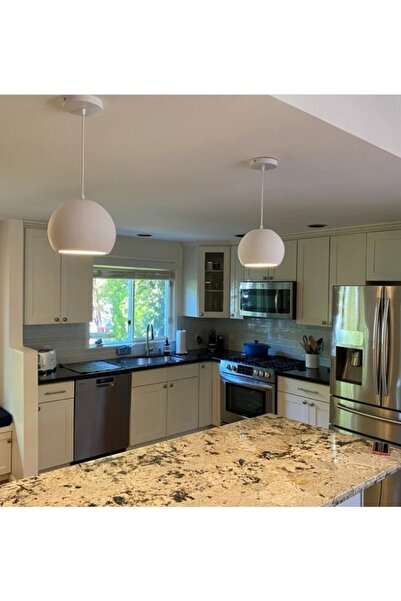 RİOLİGHT Modern Beyaz Içi Beyaz Masa Üstü,bar Üstü Tekli Metal Sarkıt Avize Çap:20cm 1adet Fiyatıdır