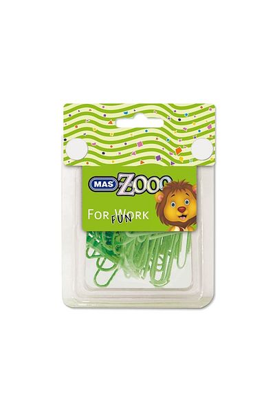 Mas Кламер за хартия Zoo с пластмасово покритие (№ 3 ЗЕЛЕНИ)