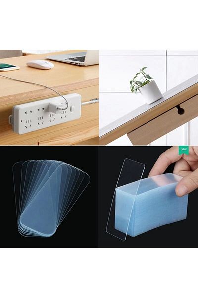 optana 60 Pieces Multipurpose Clear Waterproof Nano Double Sided Tape Reusable Wall Tape