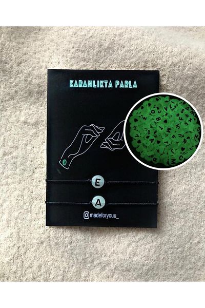 MADEFORYOUU Glow-in-the-Dark Letter Couple Bracelet