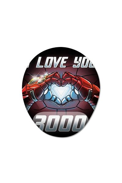 Pixxa لوحة ماوس I Love You 3000 Iron Man Avengers مع مسند للمعصم - 1 بيضاوي