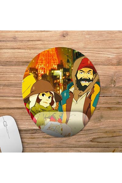 Pixxa موديل لوحة ماوس مع مسند للمعصم من Tokyo Godfathers - بيضاوي واحد