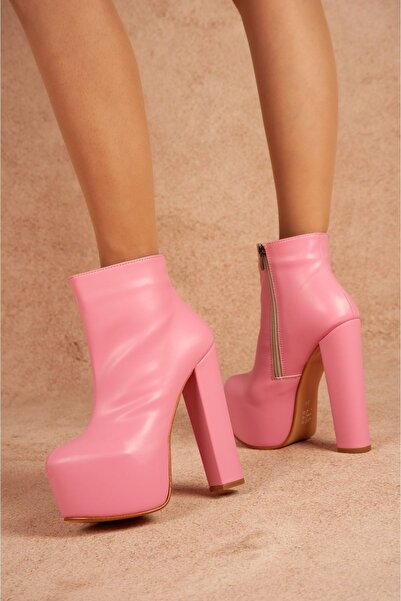 Tarz Topuklar Pedro Fermuarlı Yüksek Topuklu Platform Bot