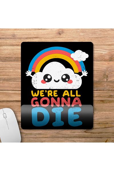 Pixxa لوحة ماوس لطيفة من Pesimist Cloud We're All Gonna Die مع نموذج دعم المعصم - 1
