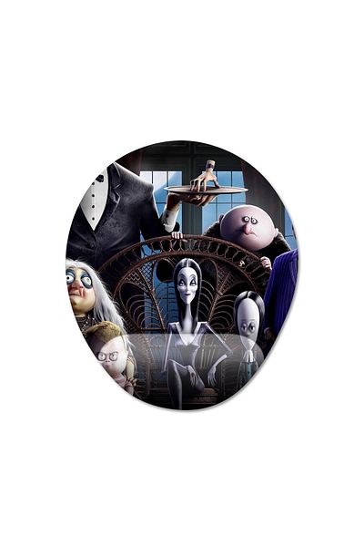 Pixxa موديل لوحة ماوس مع مسند للمعصم من Addams Family - 2 بيضاوي