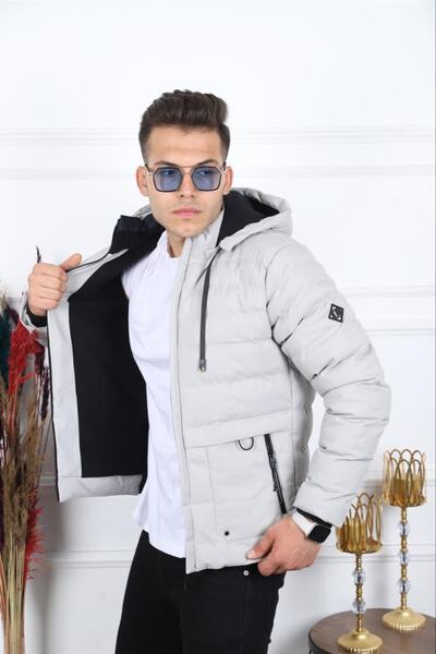 BLUES MODA Staff Özel Üretim Içi Polarlı Çıkarılabilir Kapüşon Gri Cep Detayl...