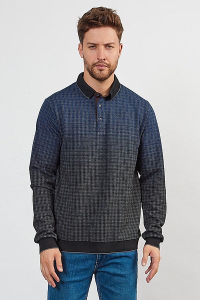 ENQUE Hanorac pentru bărbați cu gât polo negru - cu model