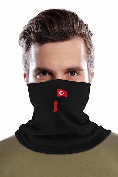 herotasarım Steagul turcesc negru - Set de 2 guler cu mănuși decupate Bll1532