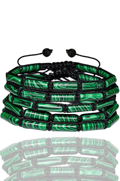 Tesbih Atölyesi Certified Cylinder Cut Malachite Stone Natural Stone Bracelet