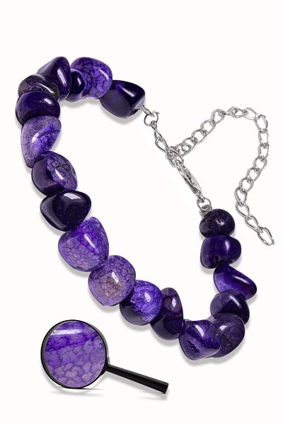Tesbih Atölyesi Natural Stone Bracelet with Certified Purple Agate Stone