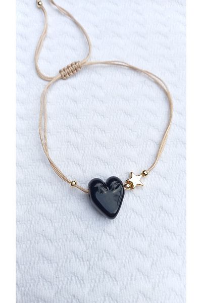 Atolye Ferda Heart Handmade Glass Murano Anklet Bracelet