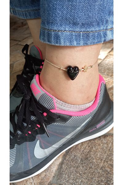 Atolye Ferda Heart Handmade Glass Murano Anklet Bracelet