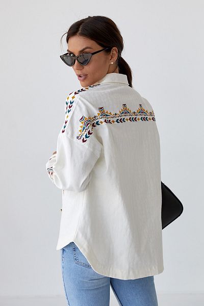 Ateilerdijle Women's Buttoned Gabardine Jacket Decorated with Embroidery