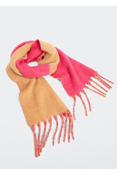 MANGO Woman Iki Renkli Püsküllü Atkı