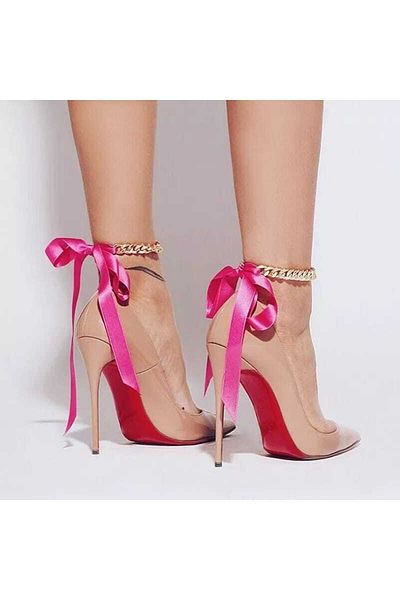 İPAR AKSESUAR Gold Chain Pink Ribbon Stylish Anklet