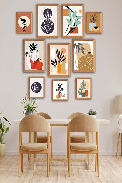 no77decor 10 Parça Bohem Tarzında Sanatsal (ahşap Çerçeve Görünümlü) Uv Baskı...