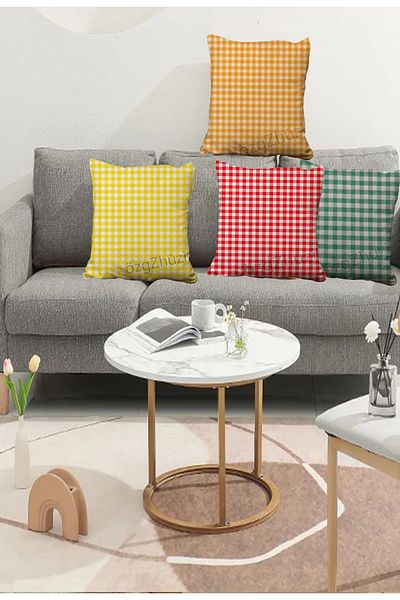 perlina home Plaid Red Throw Pillow Cover 50x 50 Cm