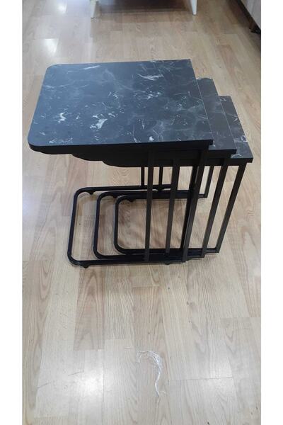 MUTLUALIŞVERİŞMERKEZİ C Zigon Sehpa Mdf 3 Lü Tekerlekli Servis Sehpası